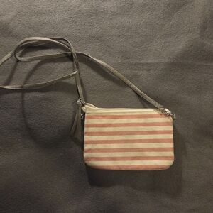 Striped Pink and Cream Crossbody Bag